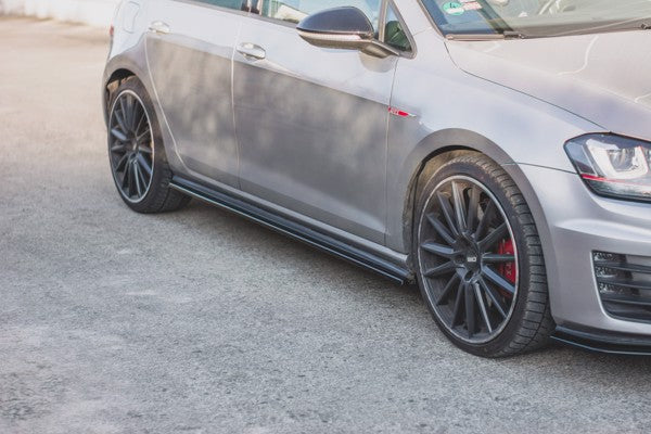 Maxton Side Skirts Diffusers V.2 VW Golf 7 Gti (Narrow) - Gloss Black