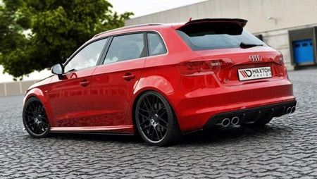 Maxton Rear Side Splitters Audi S3 / A3 S-Line 8V Hatchback / Sportback - Gloss Black