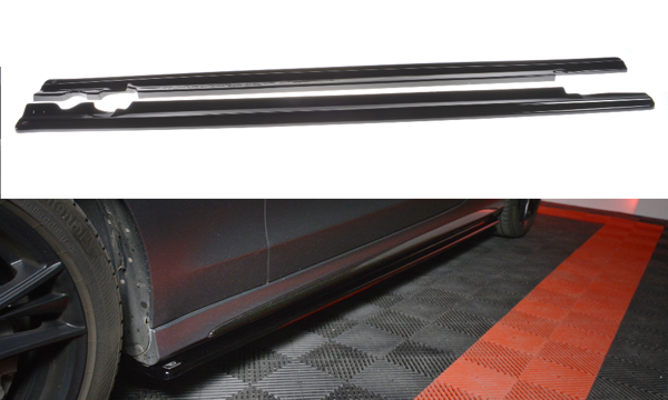 Maxton Side Skirts Diffusers Mercedes- Benz C-Class W205 Coupe Amg-Line - Gloss Black