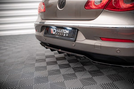 Maxton Central Rear Splitter (With Vertical Bars) Volkswagen Passat Cc - Gloss Black