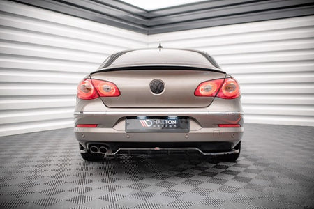 Maxton Central Rear Splitter (With Vertical Bars) Volkswagen Passat Cc - Gloss Black