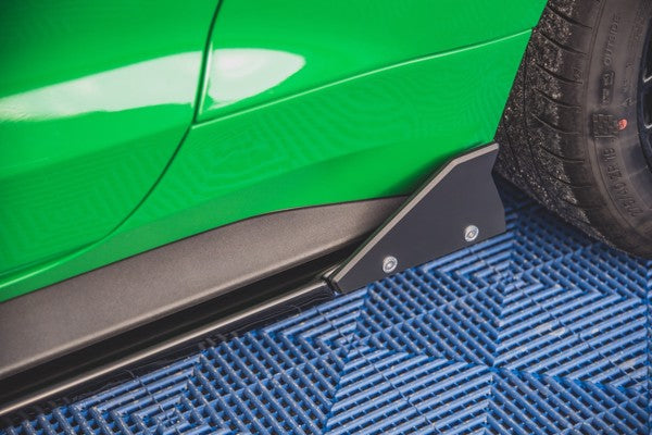 Maxton Side Skirts Diffusers + Flaps Ford Mustang Gt Mk6 Facelift - Gloss Black