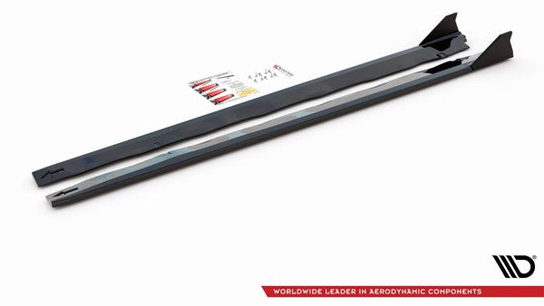 Maxton Side Skirts Diffusers + Flaps Ford Mustang Gt Mk6 Facelift - Gloss Black