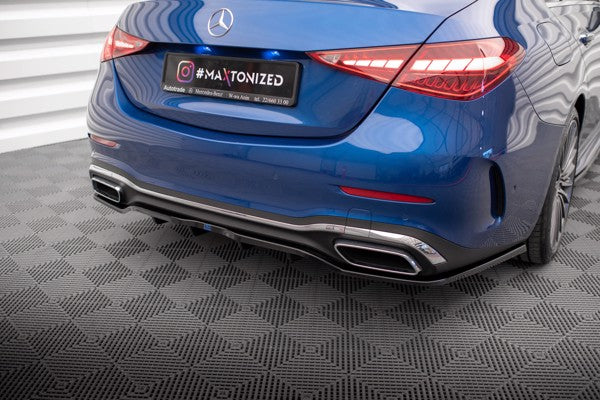 Maxton Central Rear Splitter (With Vertical Bars) Mercedes-Benz C Amg-Line W206 - Gloss Black