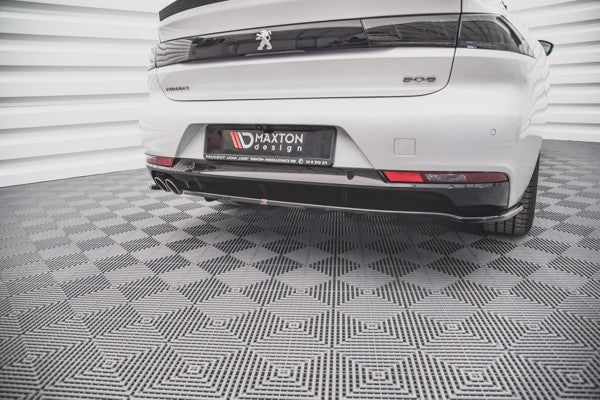 Maxton Central Rear Splitter (With Vertical Bars) Peugeot 508 Gt-Line Mk2 - Gloss Black