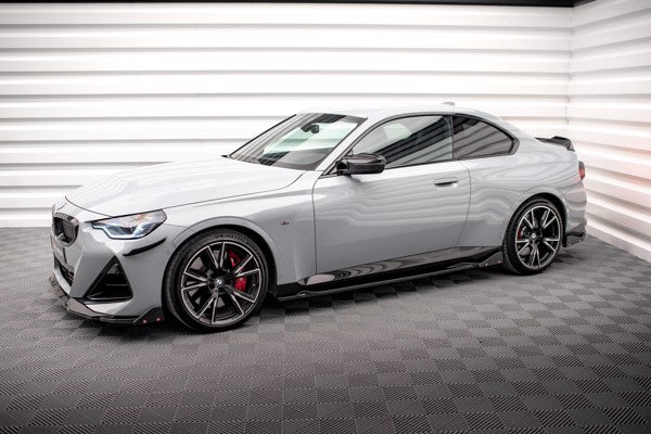 Maxton Side Skirts Diffusers V.2 + Flaps BMW 2 Coupe M-Pack / M240I G42 - Gloss Black