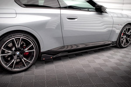 Maxton Side Skirts Diffusers V.2 + Flaps BMW 2 Coupe M-Pack / M240I G42 - Gloss Black