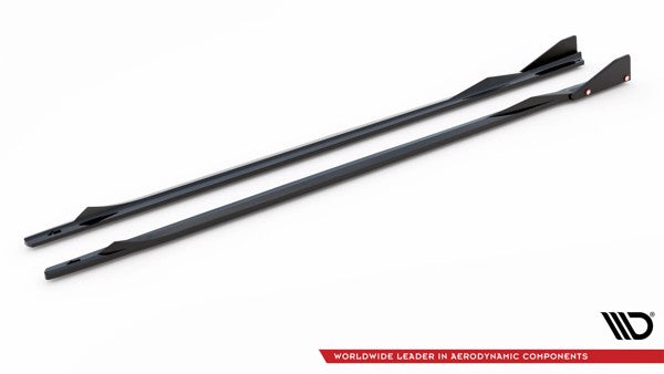 Maxton Side Skirts Diffusers V.2 + Flaps BMW 2 Coupe M-Pack / M240I G42 - Gloss Black