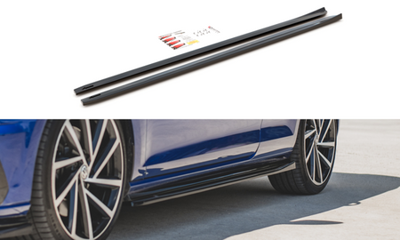 Maxton Side Skirts Diffusers V.4 VW Golf 7 R / R-Line Facelift - Gloss Black