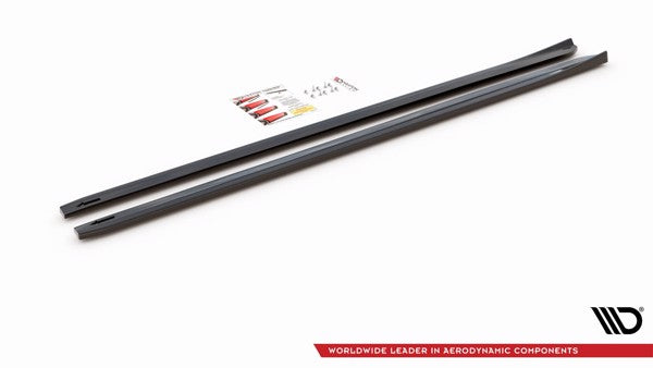 Maxton Side Skirts Diffusers V.4 VW Golf 7 R / R-Line Facelift - Gloss Black