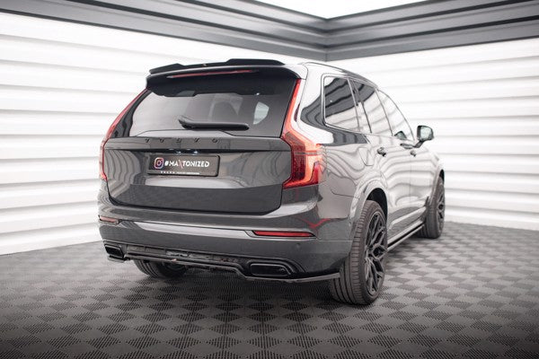Maxton Central Rear Splitter (With Vertical Bars) Volvo Xc90 R-Design Mk2 Facelift - Gloss Black