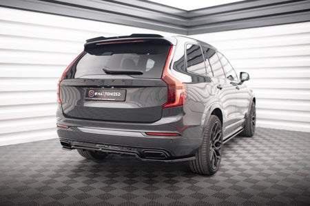 Maxton Central Rear Splitter (With Vertical Bars) Volvo Xc90 R-Design Mk2 Facelift - Gloss Black