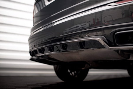 Maxton Central Rear Splitter (With Vertical Bars) Volvo Xc90 R-Design Mk2 Facelift - Gloss Black