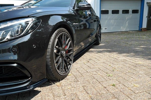 Maxton Side Skirts Diffusers Mercedes C-Class S205 63Amg Estate - Gloss Black