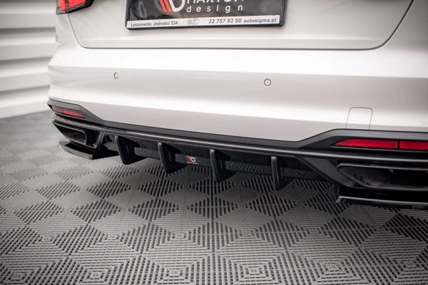 Maxton Rear Valance Audi A4 B9 Facelift - Gloss Black