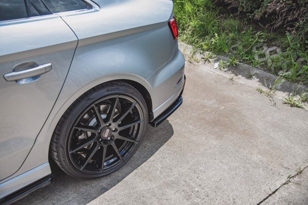 Maxton Rear Side Splitters V.2 Audi S3 Sedan 8V Facelift - Gloss Black