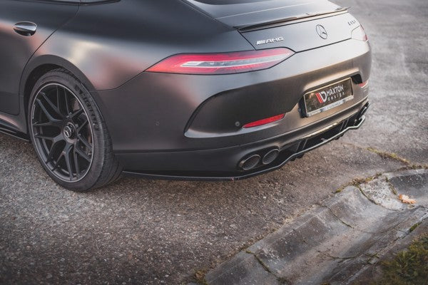 Maxton Central Rear Splitter (With Vertical Bars) Mercedes-Amg 53 4 Door Coupe - Gloss Black