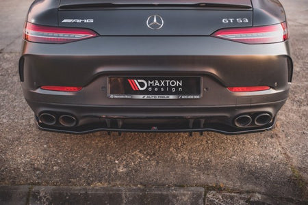 Maxton Central Rear Splitter (With Vertical Bars) Mercedes-Amg 53 4 Door Coupe - Gloss Black
