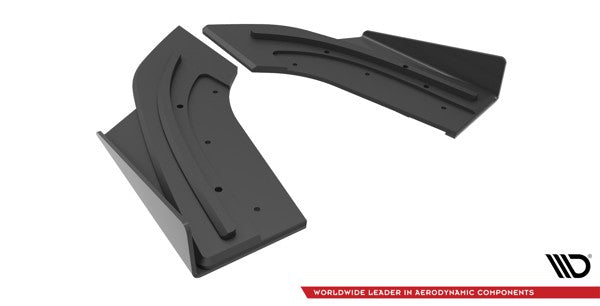 Maxton Street Pro Rear Side Splitters + Flaps Mazda 3 Mps Mk1 - Black + Gloss Flaps    