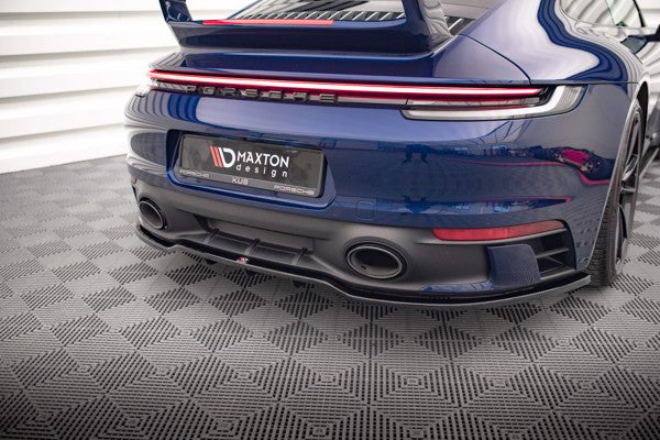 Maxton Central Rear Splitter (With Vertical Bars) V.1 Porsche 911 Carrera Aero 992 - Gloss Black