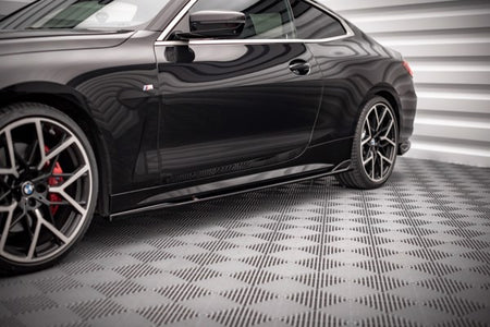 Maxton Side Skirts Diffusers V.2 BMW 4 M-Pack G22 - Gloss Black