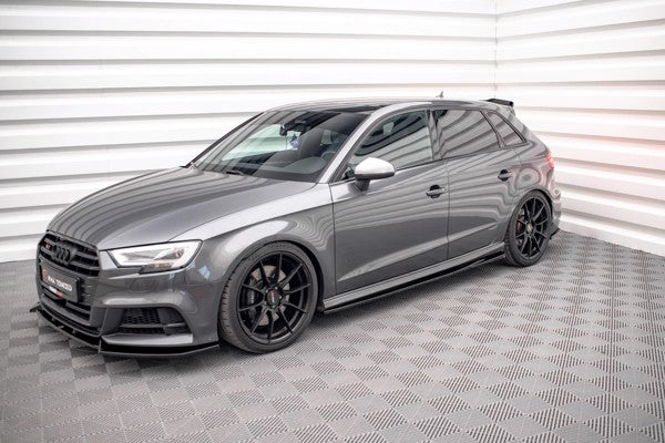 Maxton Side Skirts Diffusers Audi S3 / A3 S-Line Sportback 8V Facelift - Gloss Black
