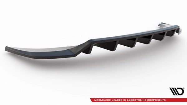 Maxton Central Rear Splitter (With Vertical Bars) Audi Q3 S-Line F3 - Gloss Black
