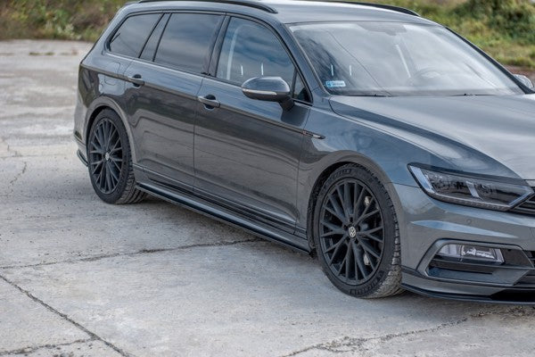 Maxton Side Skirts Diffusers Volkswagen Passat R-Line B8 - Gloss Black
