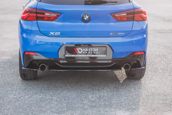Maxton Central Rear Splitter For BMW X2 F39 M-Pack - Gloss Black