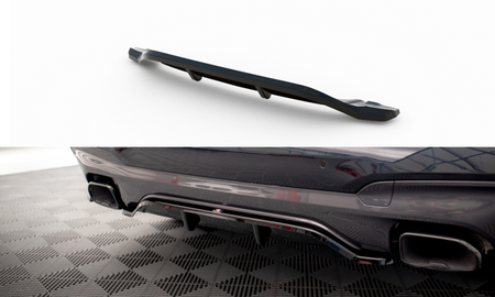 Maxton Central Rear Splitter (With Vertical Bars) BMW X3 M40I / M40D G01 - Gloss Black