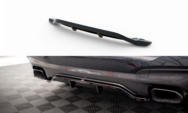 Maxton Central Rear Splitter (With Vertical Bars) BMW X3 M40I / M40D G01 - Gloss Black