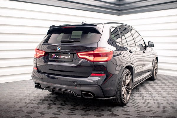 Maxton Central Rear Splitter (With Vertical Bars) BMW X3 M40I / M40D G01 - Gloss Black