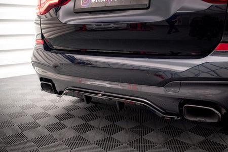 Maxton Central Rear Splitter (With Vertical Bars) BMW X3 M40I / M40D G01 - Gloss Black