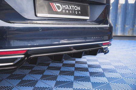 Maxton Central Rear Splitter (With Vertical Bars) Volkswagen Passat B8 - Gloss Black