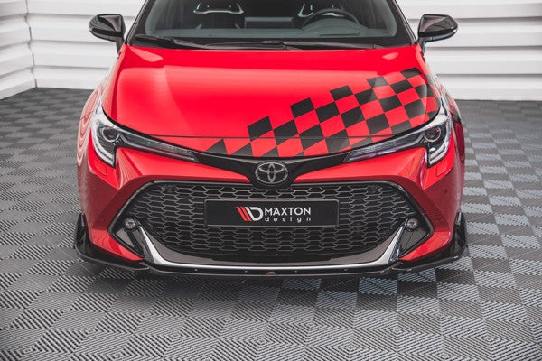 Maxton Front Splitter V.1 + Flaps Toyota Corolla Gr Sport Hatchback Xii - Gloss Black