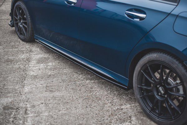 Maxton Side Skirts Diffusers V.1  Mercedes A35 Amg / Amg-Line W177  - Gloss Black
