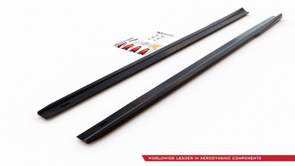 Maxton Side Skirts Diffusers V.1  Mercedes A35 Amg / Amg-Line W177  - Gloss Black