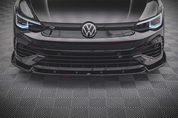 Maxton Front Splitter + Flaps V.2 Volkswagen Golf R Mk8 - Gloss Black