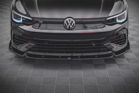 Maxton Front Splitter + Flaps V.2 Volkswagen Golf R Mk8 - Gloss Black