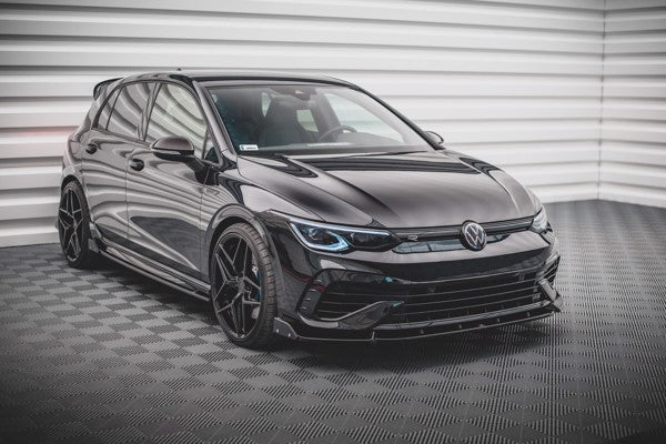 Maxton Front Splitter + Flaps V.2 Volkswagen Golf R Mk8 - Gloss Black