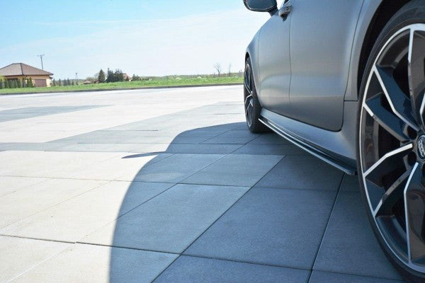 Maxton Side Skirts Diffusers Audi RS7 C7 Fl - Gloss Black