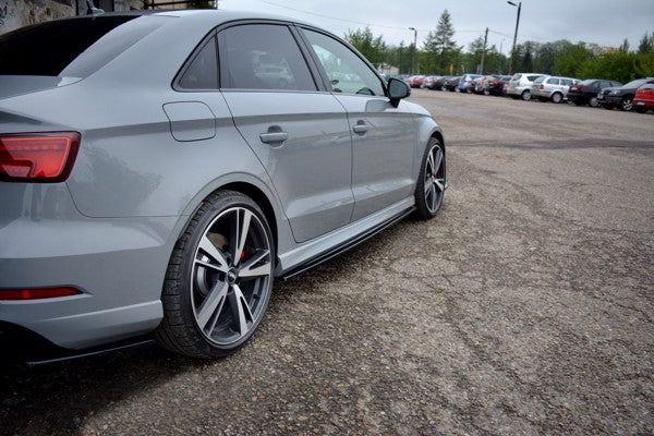Maxton Side Skirts Diffusers Audi RS3 8V Fl Sedan - Gloss Black