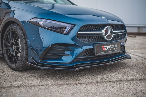 Maxton Front Splitter V.2 Mercedes A35 Amg / Amg-Line W177  - Gloss Black
