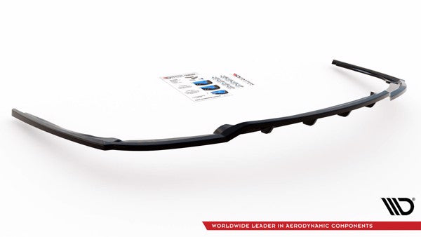 Maxton Central Rear Splitter (With Vertical Bars) BMW 7 M-Pack F01 - Gloss Black