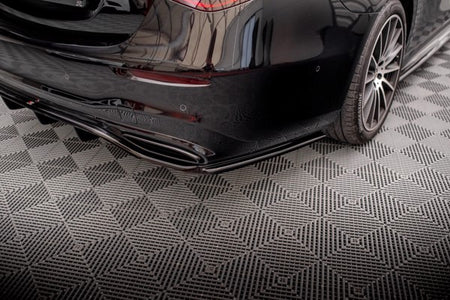 Maxton Central Rear Splitter (With Vertical Bars) Mercedes-Benz S Amg-Line W223 - Gloss Black