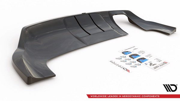Maxton Central Rear Splitter (With Vertical Bars) Audi Q3 8U Facelift - Gloss Black