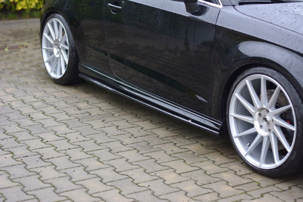 Maxton Side Skirts Diffusers Audi S3 / A3 S-Line 8V / 8V Fl Hatchback - Gloss Black