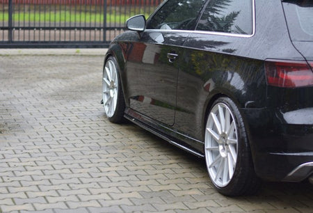 Maxton Side Skirts Diffusers Audi S3 / A3 S-Line 8V / 8V Fl Hatchback - Gloss Black