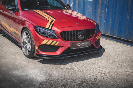 Maxton Racing Durability Front Splitter + Flaps Mercedes - Amg C43 Coupe C205 - Black + Gloss Flaps    