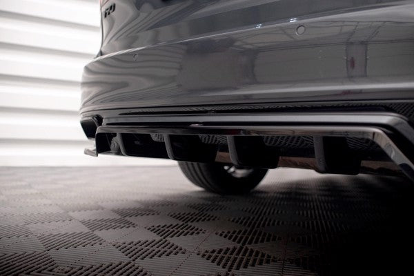 Maxton Central Rear Splitter (With Vertical Bars) Volvo V90 R-Design Mk2 - Gloss Black